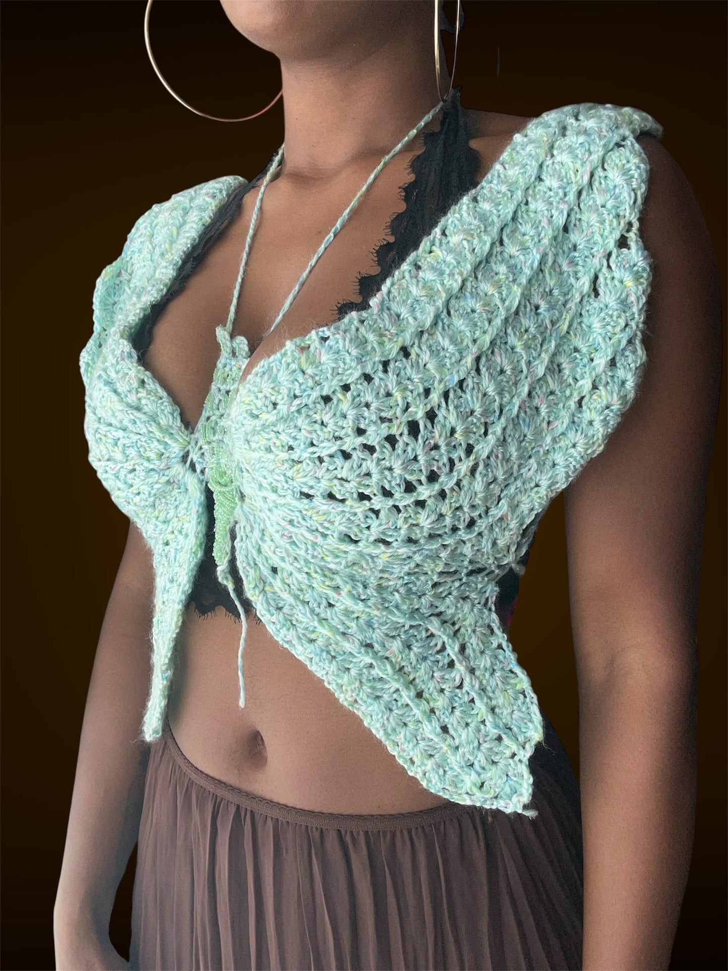 CroChey'd Butterfly Top-Beaded